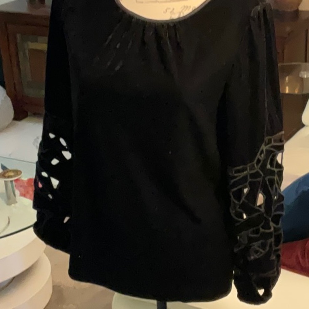Joie Black Cut Out Long Sleeve Blouse Size S
